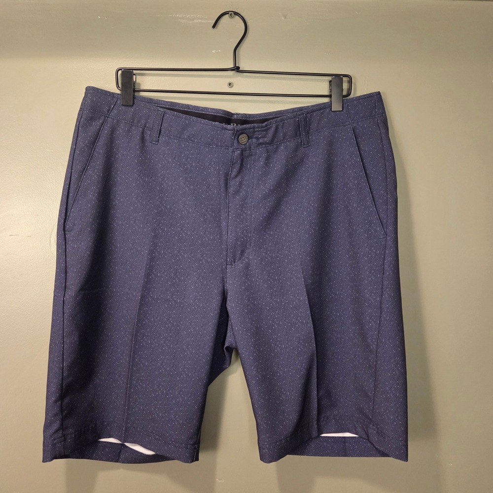 Pebble Beach Men's‎ Flat Front Shorts Size 36 Navy Blue Spotted Casual Golf